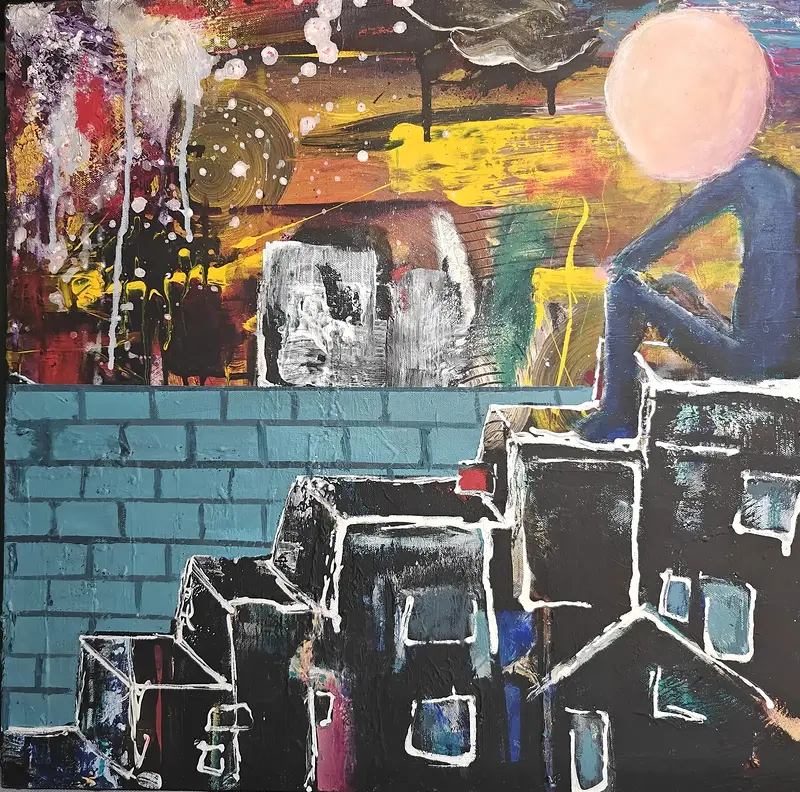 Akrylmålning På Andra sidan Muren av Thomas Netterstedt