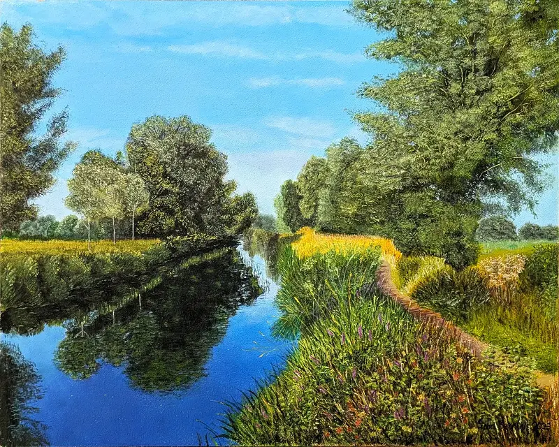 Oljemålning Längs med floden av Sofia Bexelius