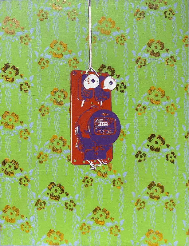 Akrylmålning The Meter Man (Green) av Robert Saller