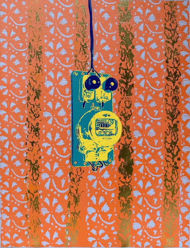 Akrylmålning The Meter Man (Orange) av Robert Saller