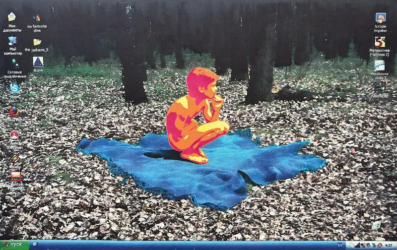 Akrylmålning Desktop Boy (WIN) av Robert Saller