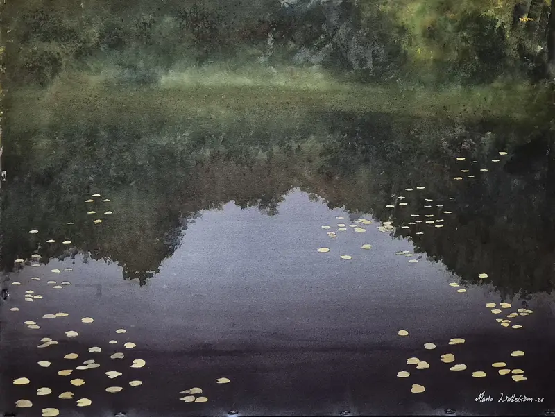 Akvarell Tidig sommarmorgon av Maria Lindström