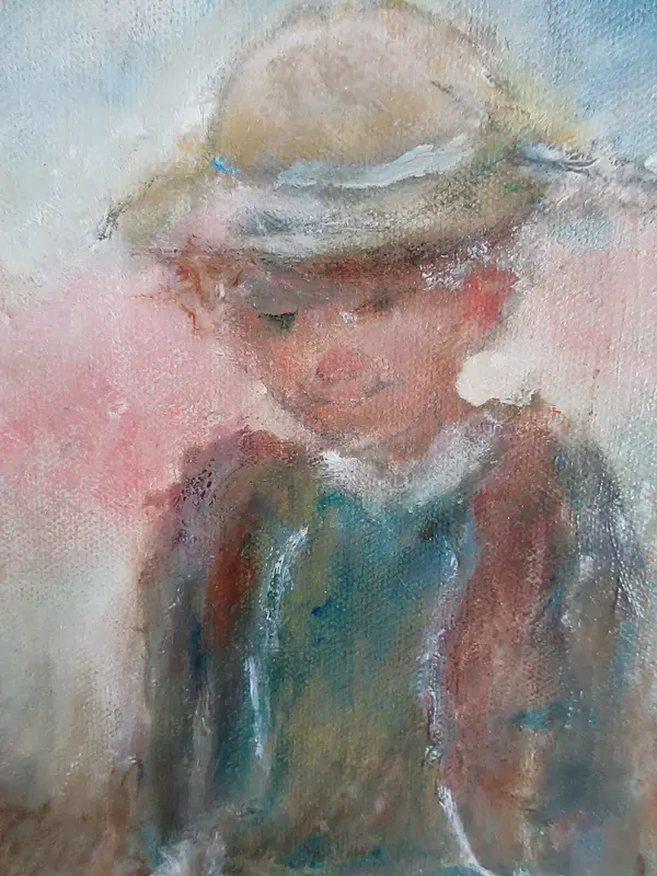 Oljemålning Me and a dog named Macgee av Jan Söderman