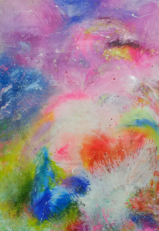 Akrylmålning "Födelsen" av Susanna Lind