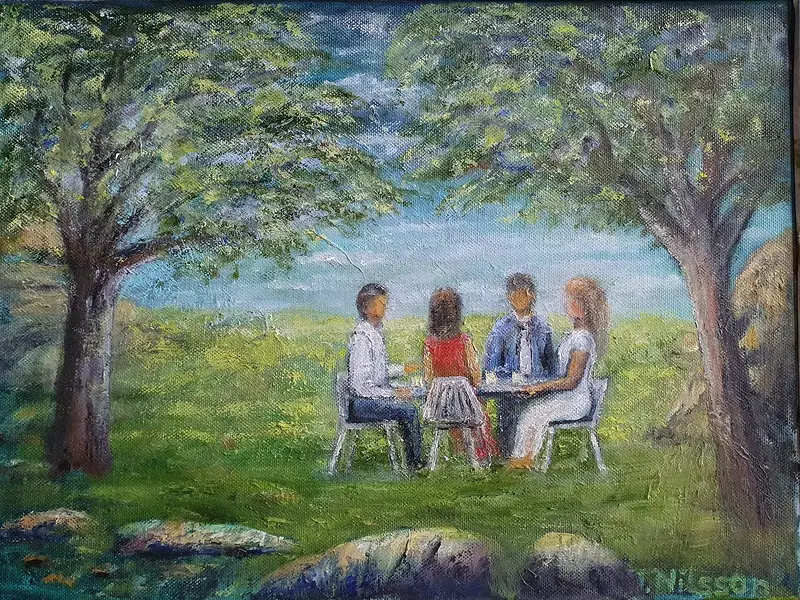 Oljemålning Trevligt av Tony Nilsson