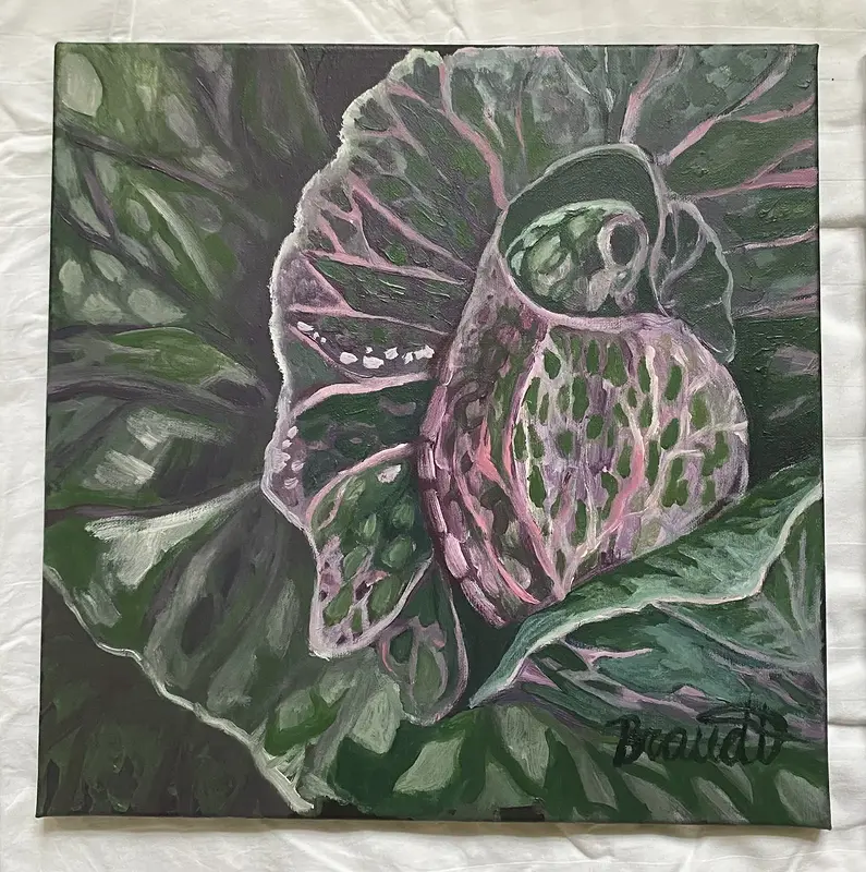 Akrylmålning Närstudie 1 till Kålhuvud av Lena Brandt
