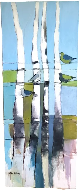 Oljemålning Samling i Björkarna av Mia Wiking