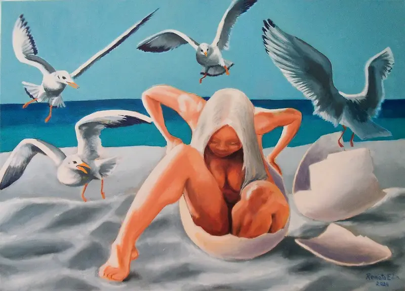 Oljemålning Newborn av Renata Edin