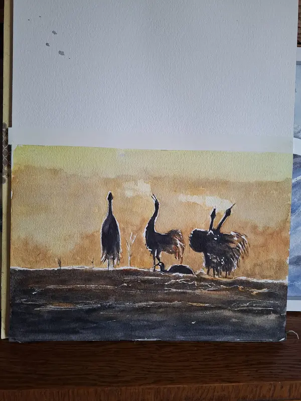 Akvarell Tranor av Eleonore Svensson Svensson Eklund