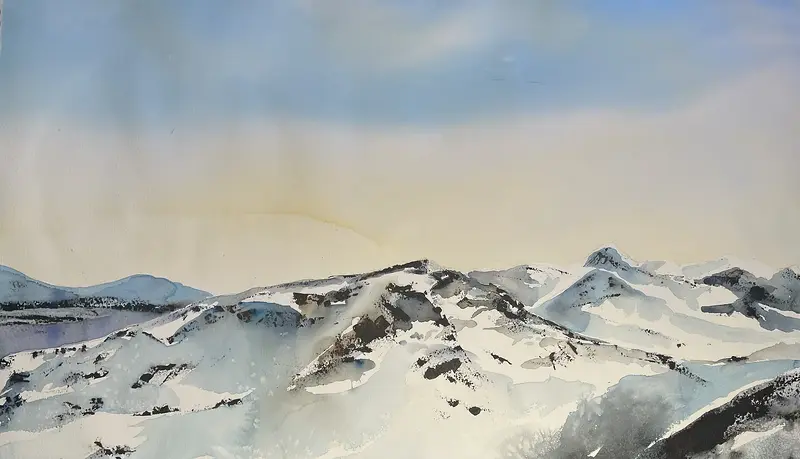 Akvarell Fjällandskap av Maria Möller