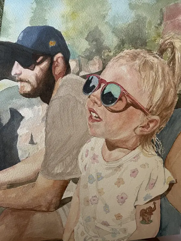 Akvarell Family fun at the outdoor theatre av Maria Möller