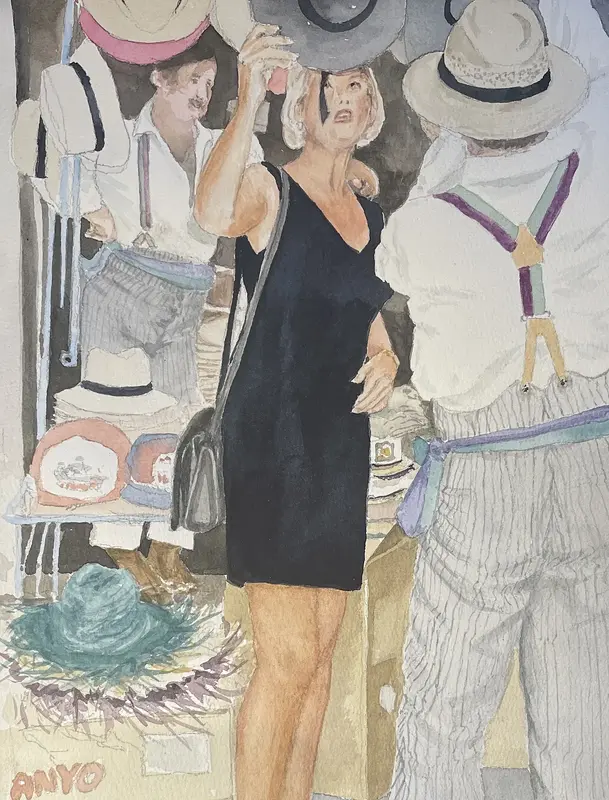 Akvarell Feria i Malaga av Maria Möller