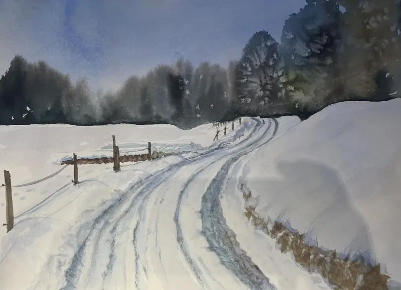 Akvarell Vägkrök av Maria Möller