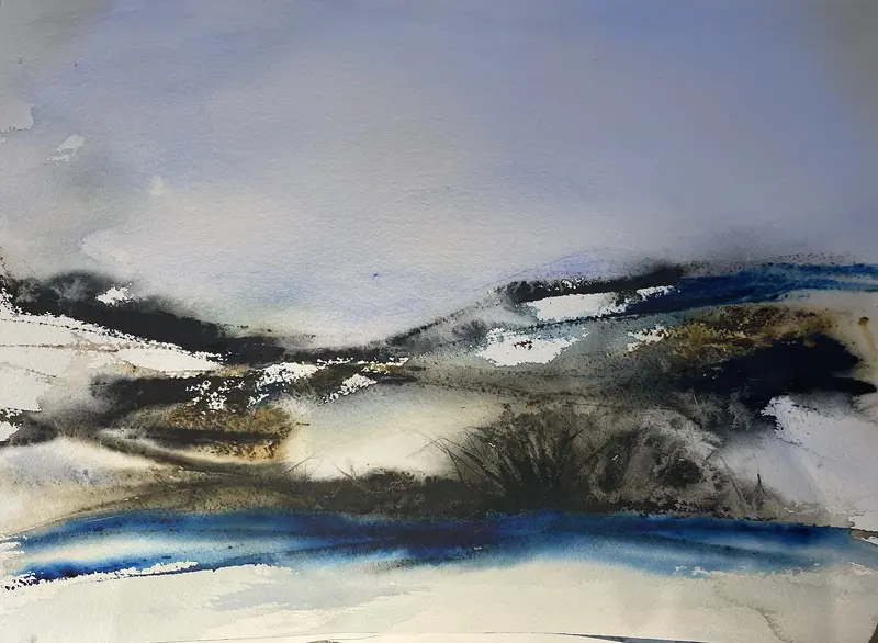 Akvarell Fjällandskap av Maria Möller