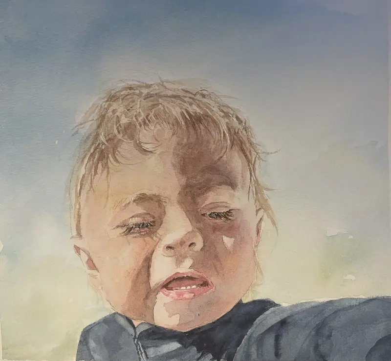 Akvarell Badande flicka av Maria Möller