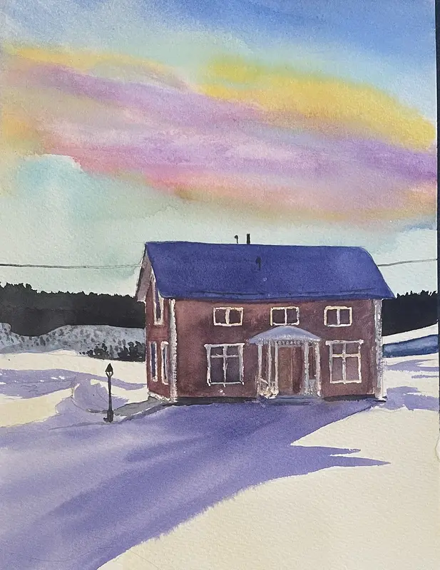 Akvarell Pärlemorsmoln av Maria Möller