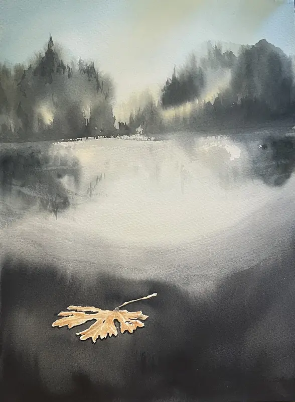 Akvarell Lövet av Maria Möller