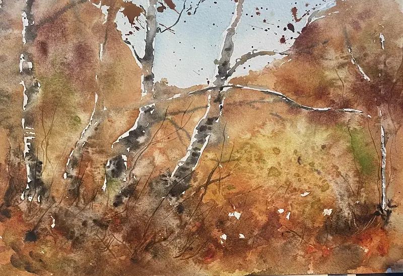 Akvarell Höst i fjällen av Maria Möller