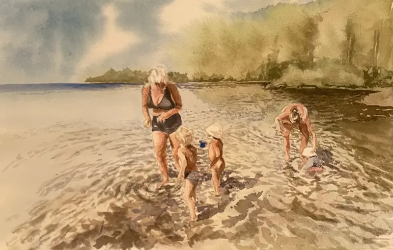 Akvarell Baddagar av Maria Möller