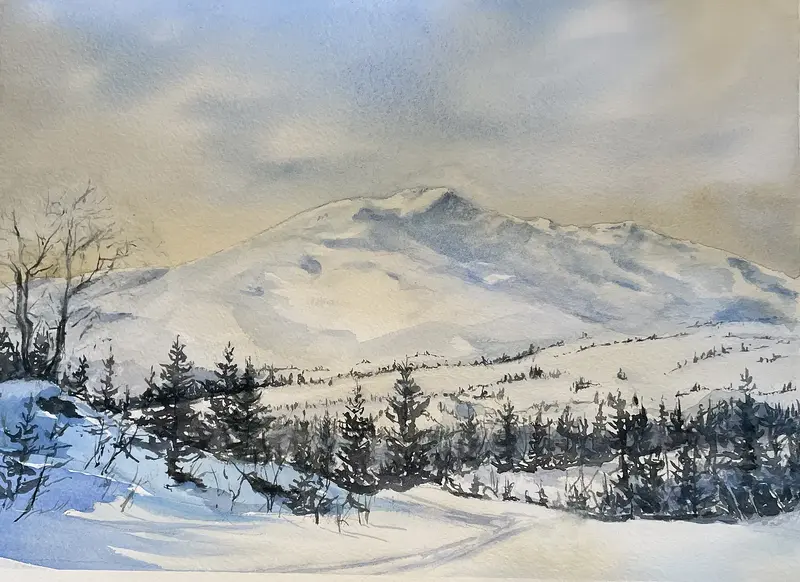 Akvarell Fjäll av Maria Möller