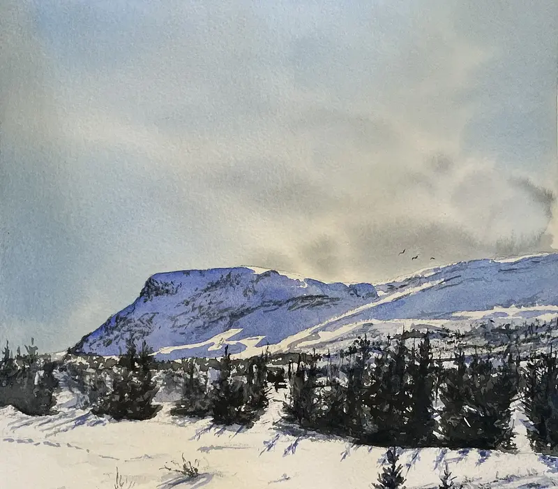 Akvarell Fjällsida av Maria Möller