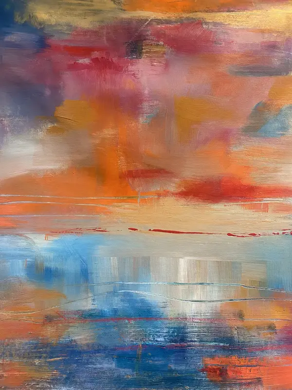 Akrylmålning Så glittrande var aldrig havet av Anna-Karin Bergius