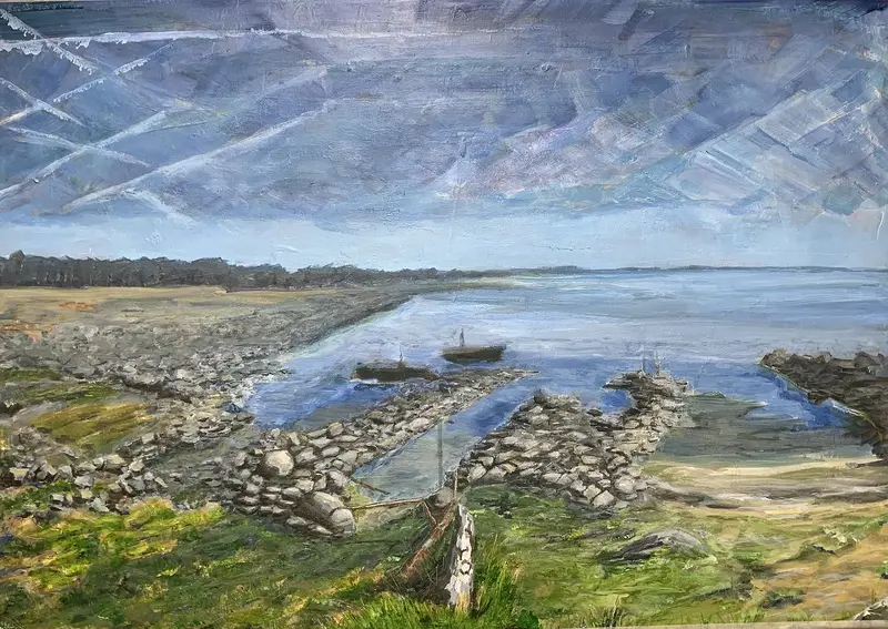 Akrylmålning Krabb jakt av Michel Kalogridis