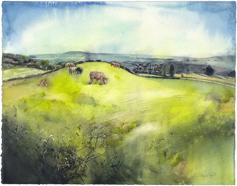 Akvarell Landskap av Olga Sternyk