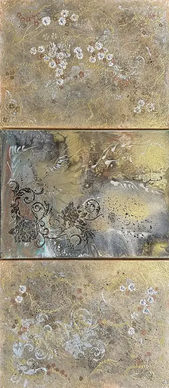 Akrylmålning Trilogi av Laila Johansson