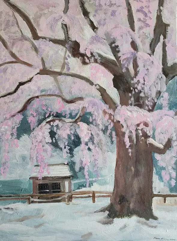 Akrylmålning Körsbärsträd av Malva Forslin