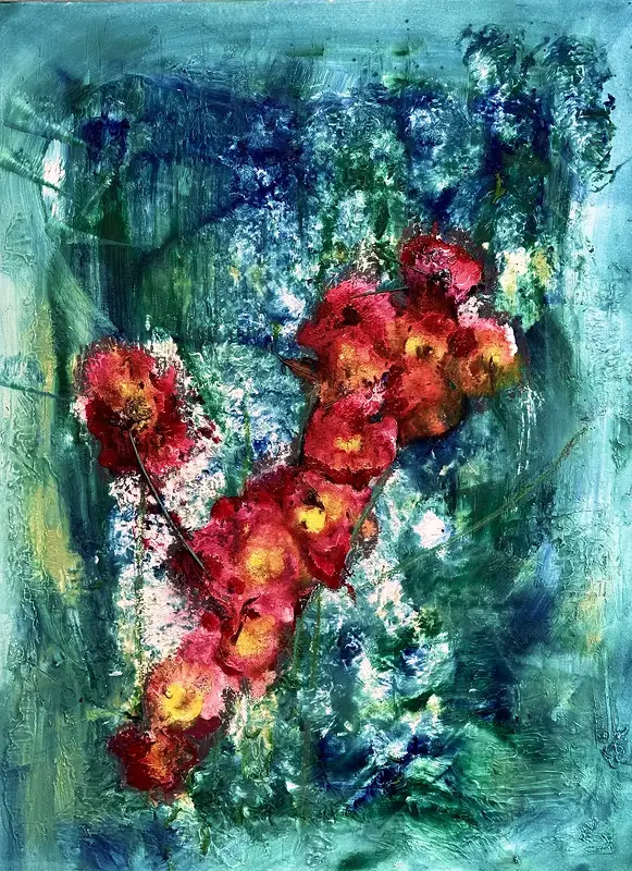 Akrylmålning Vallmo om sommaren 2/Vik hädan ThomasTvivlaren - Poppies in Summer – Turn Away, Doubting Thomas av Cecilia Larsdotter