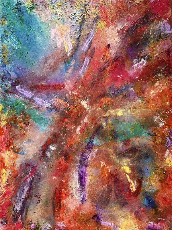 Akrylmålning She Became Light – Angel av Cecilia Larsdotter