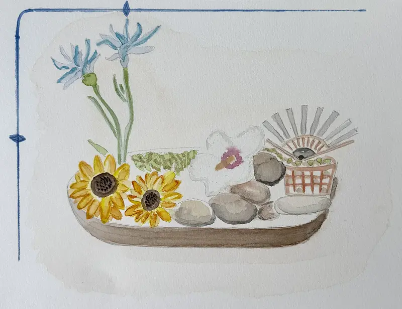 Akvarell Ikebana Solar akvarell av Claireslounge