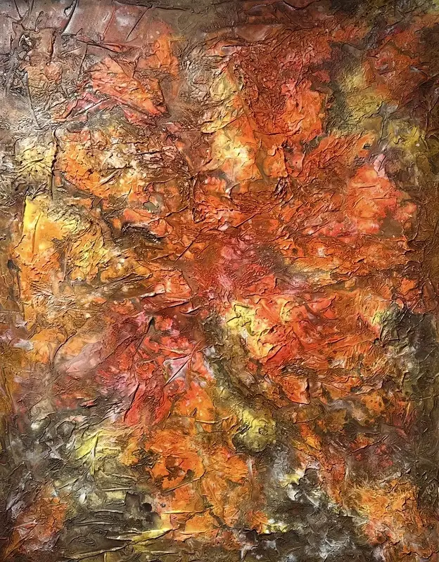 Akrylmålning Höst / When the Earth Burns Quietly av Cecilia Larsdotter