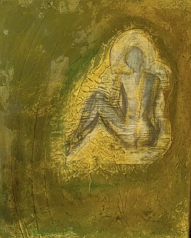 Akrylmålning Drottning i skyddad sfär 2 / Queen Within the Sacred Sphere II av Cecilia Larsdotter