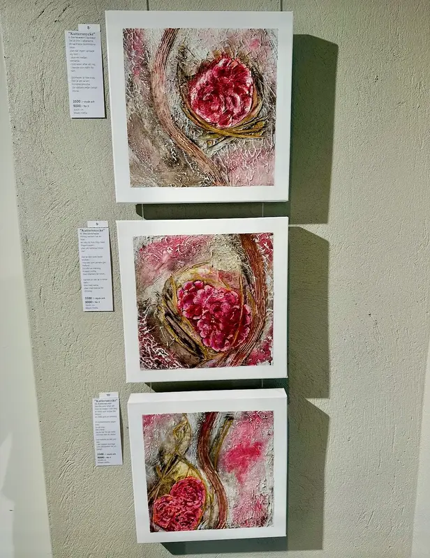 Akrylmålning Kuttersmycken 3 / Carved Whispers – A Triptych av Cecilia Larsdotter