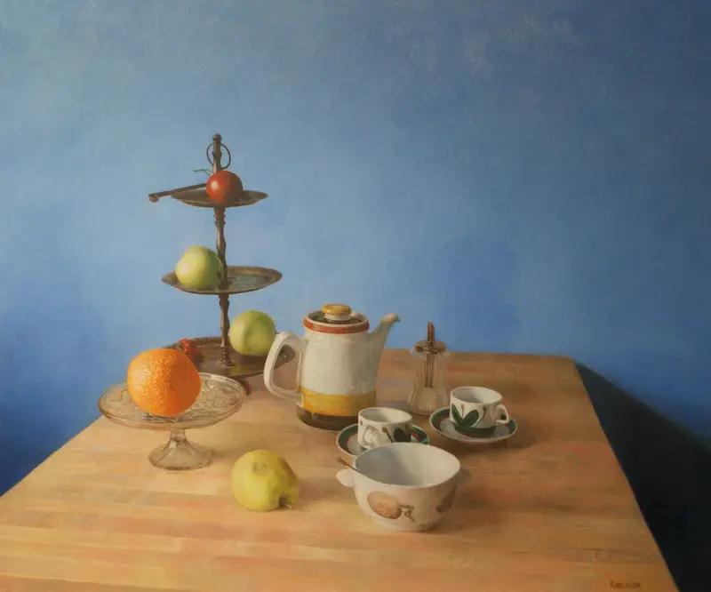 Oljemålning Sunday still life av Målaren Karlsson