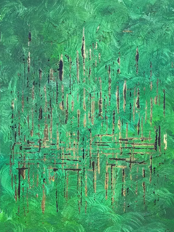 Akrylmålning The green one av Ninni Andersson