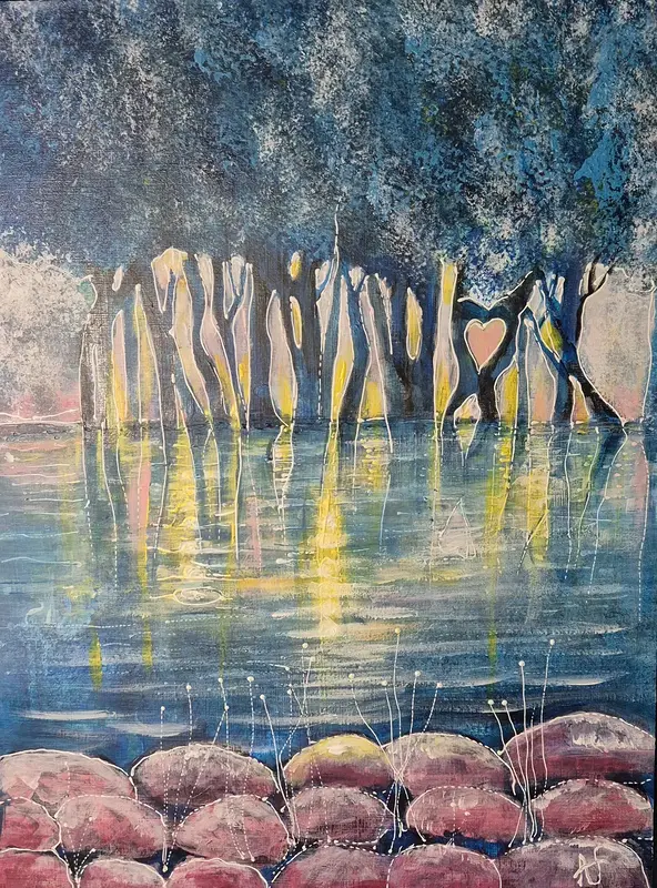 Akrylmålning Speglingar av Annelie Jonsson