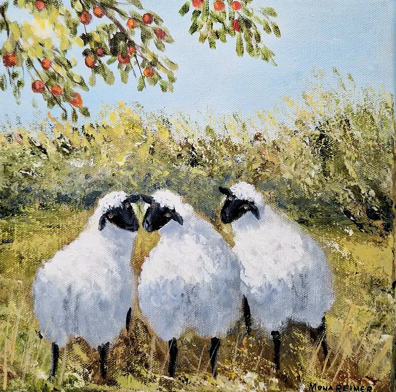 Akrylmålning Gulliga och ulliga av Mona Reimer