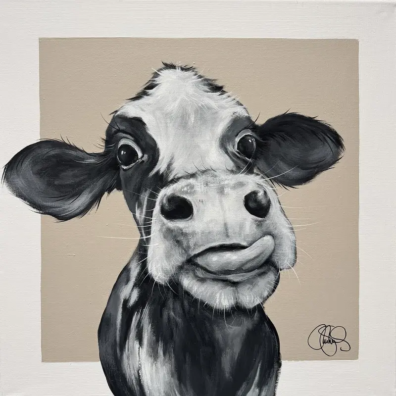 Akrylmålning COW 509 Pudding av Matilda Skoglund