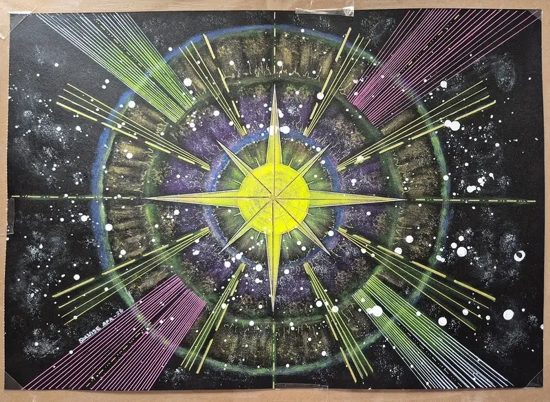 Akrylmålning Sol kompassen av SolVise