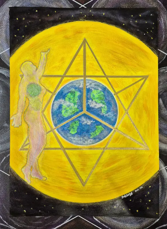 Akrylmålning Jag är närvaron av den nya Jorden av SolVise