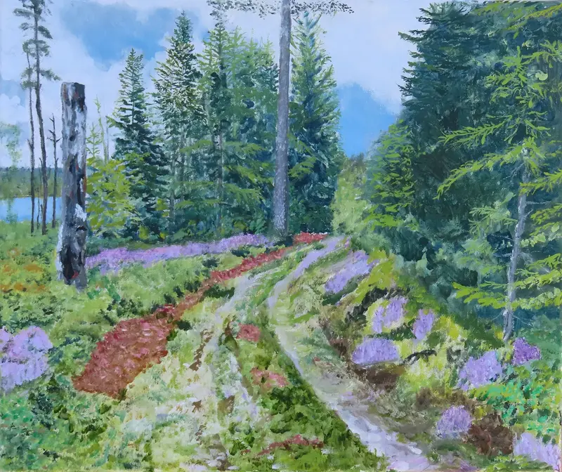 Oljemålning Skräddargölen en höstdag av Karl-Erik Svensson