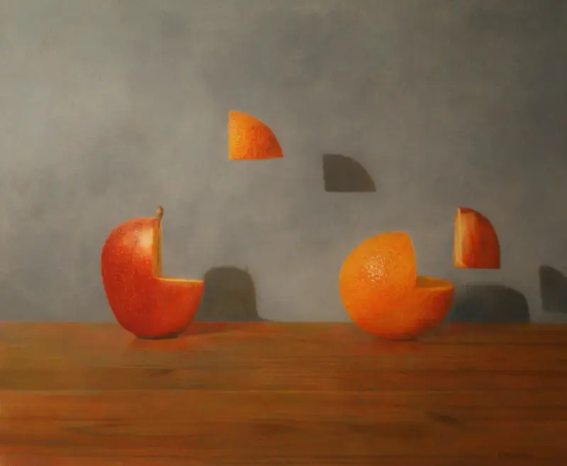 Oljemålning Trading places av Målaren Karlsson