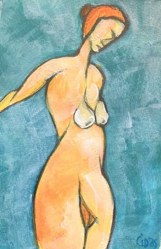 Akrylmålning Naken modell Akt av Calin Ion Deas