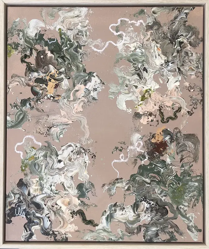 Akrylmålning Stoft - with an oak framr av Evelina Imse Studios Hedberg