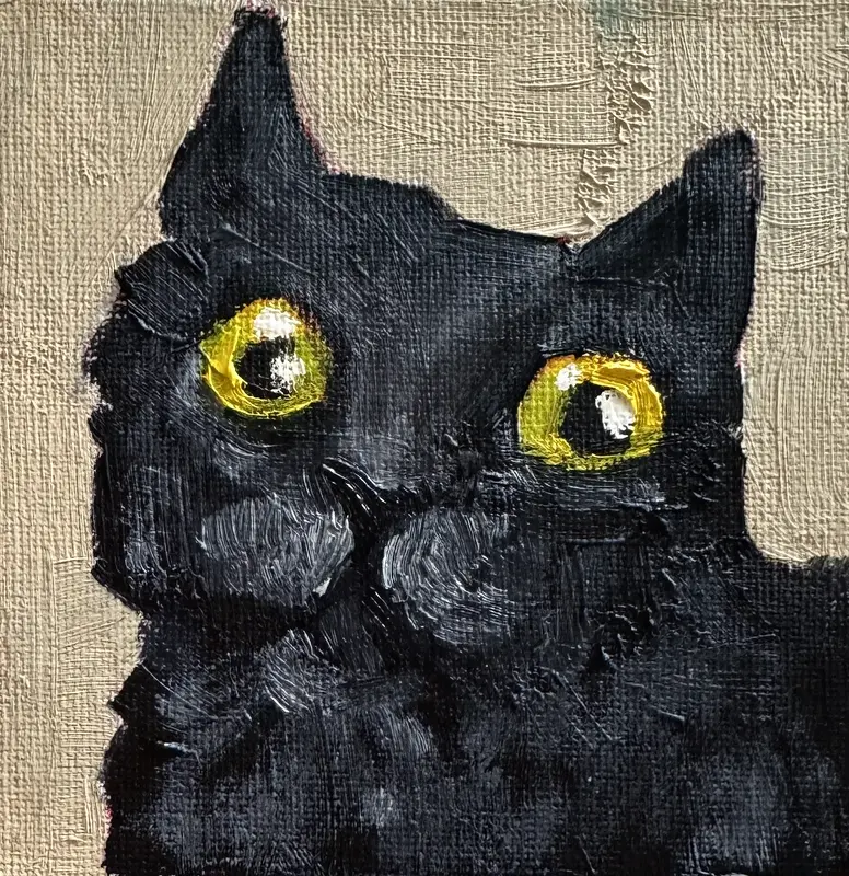 Oljemålning Svart katt av Ekaterina Dutkevich