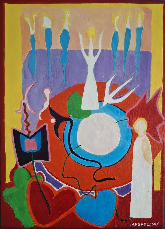 Akrylmålning En midsommarnattsdröm av Anna Karin Karlsson