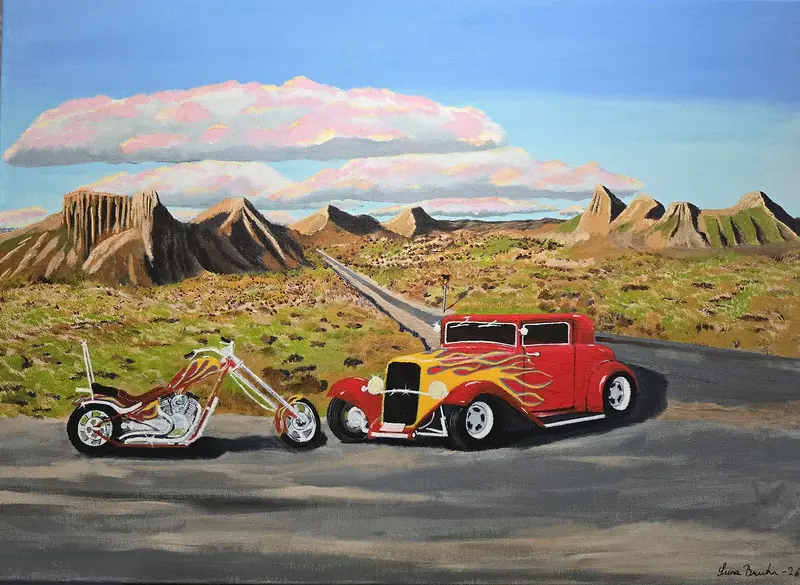 Akrylmålning Ökentripp av Sune Bruhn